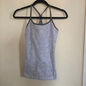 Lululemon Power Y Tank White and Grey stripes